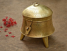 Ahar ✽ Brass ~ Paan Daan { 7.8" x 7.8" x 8.2" Large }